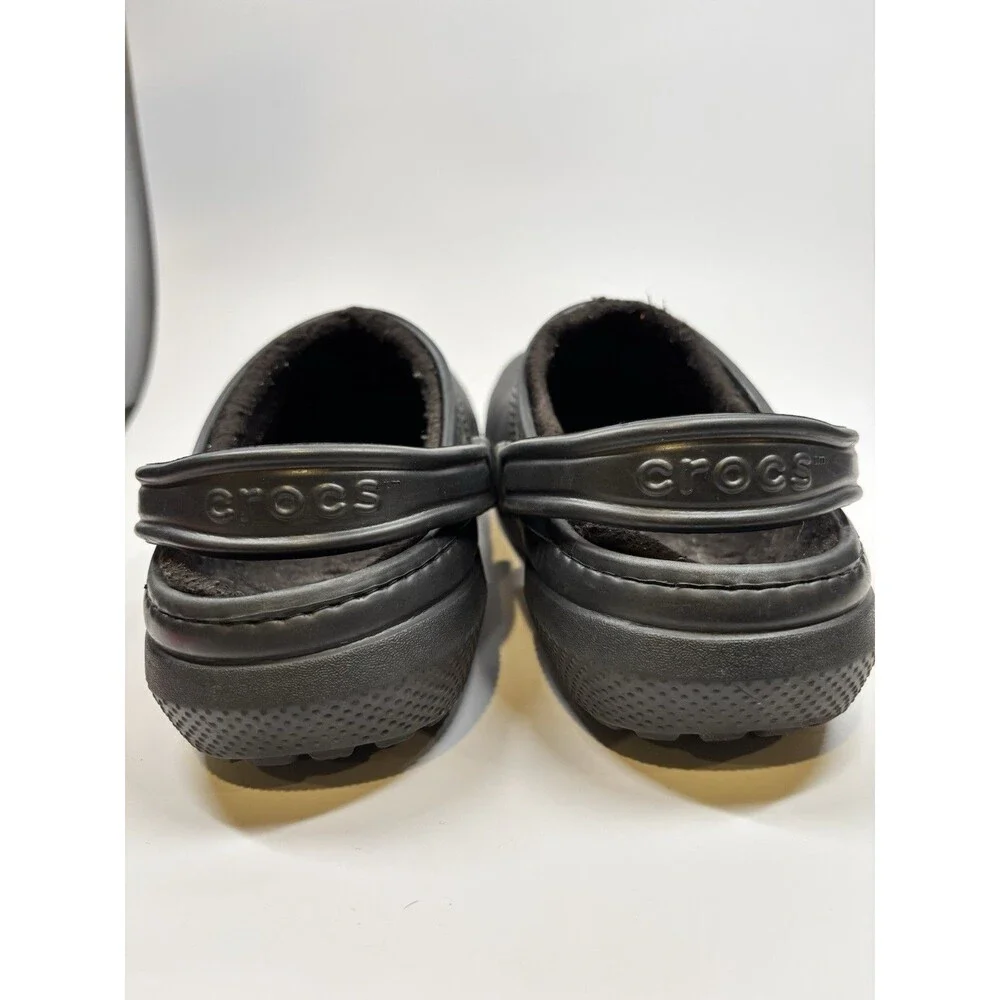 Crocs Dual Comfort Men’s 8/Women’s 10 Black Fur Lined Slip On Clog Shoes Sandals